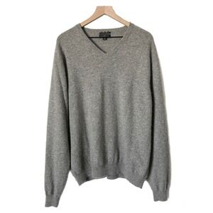 Club Room Estate Cashmere Men's V-Neck Sweater in Light Gray Size XXL
